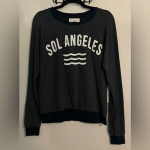 NWT Sol Angeles Womens Crew‎ Neck Small Navy Graphic Sweatshirt Made in USA Logo
